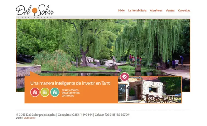 Captura del sitio web de Del Solar propiedades, desarrollado por GrupoNexus