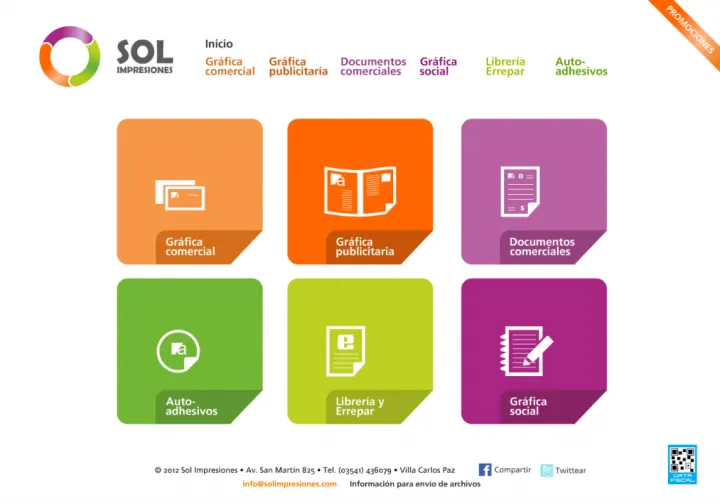 Captura del sitio web de Sol impresiones, desarrollado por GrupoNexus