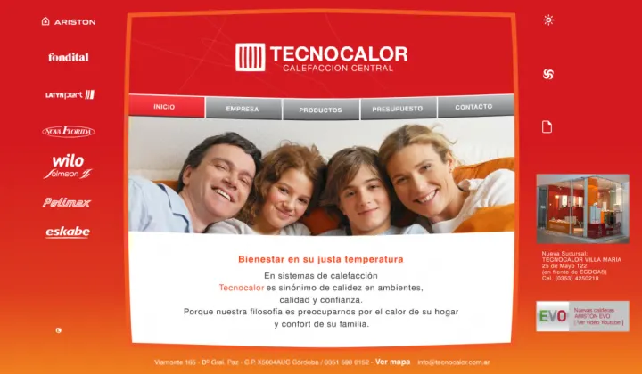 Captura del sitio web de Tecnocalor (2010), desarrollado por GrupoNexus