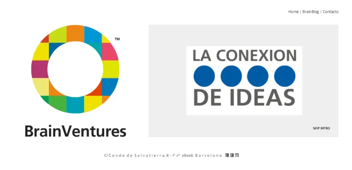 Captura del sitio web de Brain Ventures, desarrollado por GrupoNexus