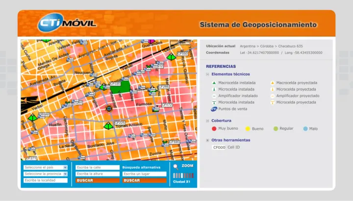 Captura del sitio web de CTI Móvil, desarrollado por GrupoNexus
