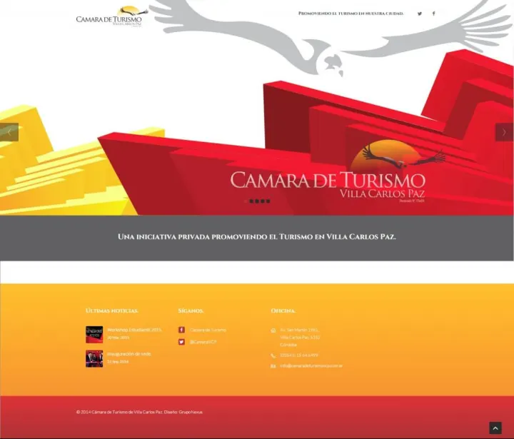 Captura del sitio web de Cámara de Turismo de Villa Carlos Paz, desarrollado por GrupoNexus