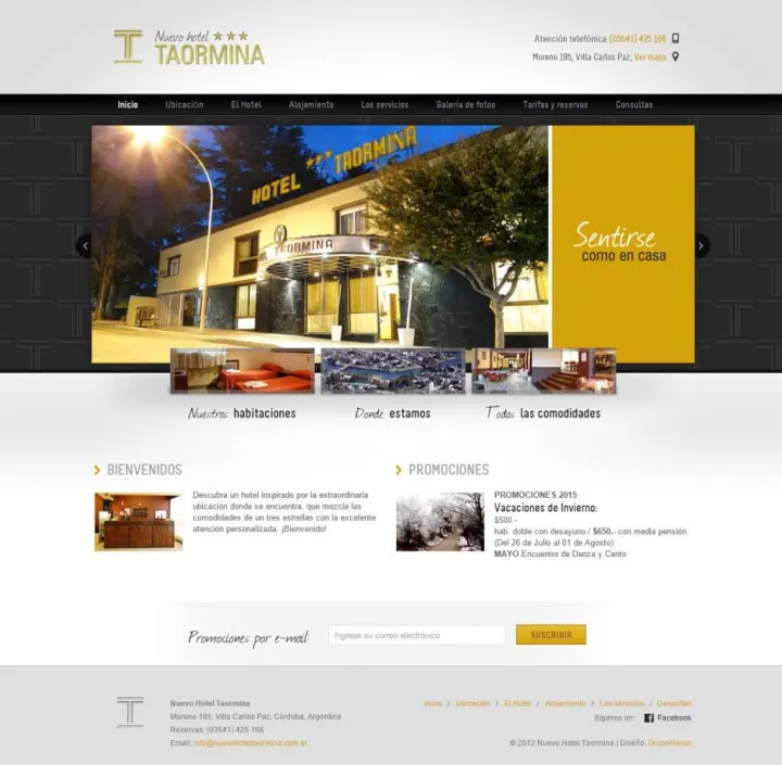 Captura del sitio web de Nuevo Hotel Taormina, desarrollado por GrupoNexus