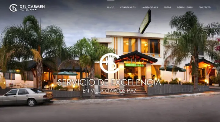 Captura del sitio web de Hotel Del Carmen, desarrollado por GrupoNexus
