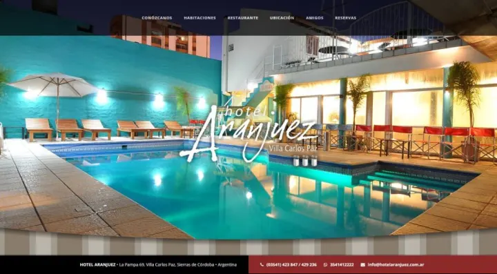 Captura del sitio web de Hotel Aranjuez, desarrollado por GrupoNexus