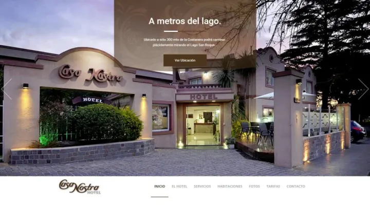 Captura del sitio web de Casanostra Hotel, desarrollado por GrupoNexus