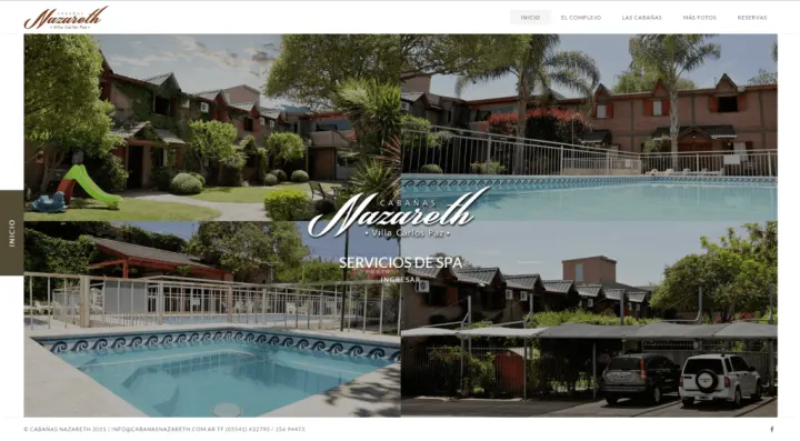 Captura del sitio web de Cabañas Nazareth (2015), desarrollado por GrupoNexus