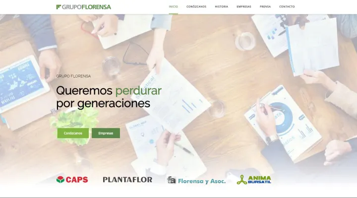 Captura del sitio web de Grupo Florensa, desarrollado por GrupoNexus