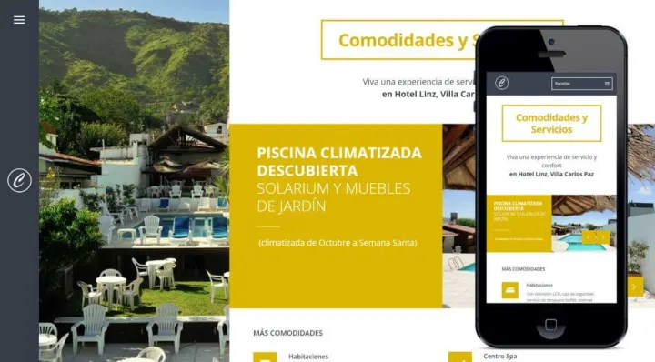 Captura del sitio web de Hoteles Linz / California (2016), desarrollado por GrupoNexus
