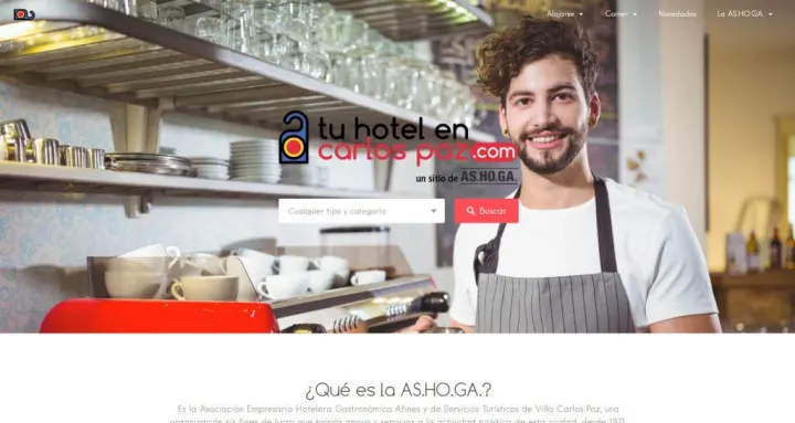 Captura del sitio web de Tu hotel en Carlos Paz .COM, desarrollado por GrupoNexus