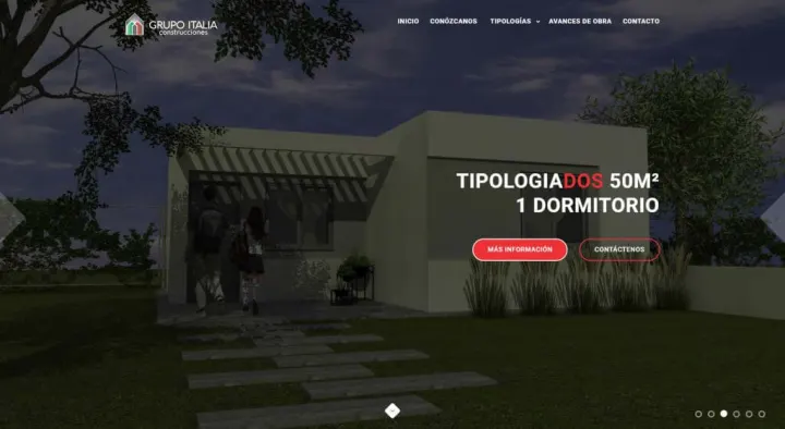 Captura del sitio web de Grupo Italia Construcciones, desarrollado por GrupoNexus