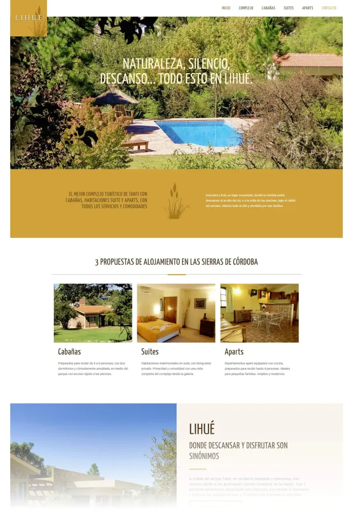 Captura del sitio web de Complejo Lihué (2017), desarrollado por GrupoNexus