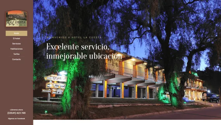 Captura del sitio web de Hotel La Cuesta (2017), desarrollado por GrupoNexus
