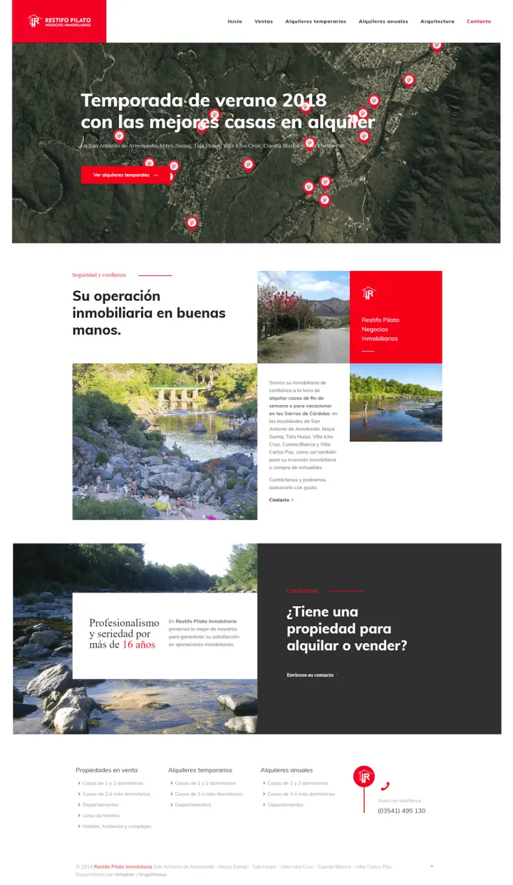 Captura del sitio web de Inmobiliaria Restifo Pilato, desarrollado por GrupoNexus