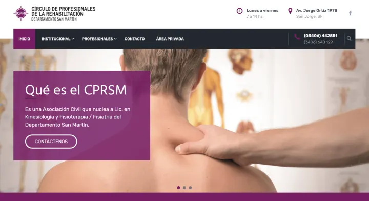 Captura del sitio web de CPRSM, desarrollado por GrupoNexus