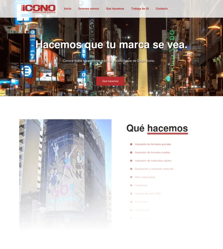 Captura del sitio web de Grupo Icono, desarrollado por GrupoNexus