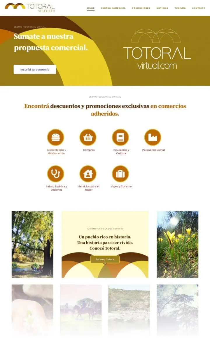 Captura del sitio web de Totoral Virtual .COM, desarrollado por GrupoNexus