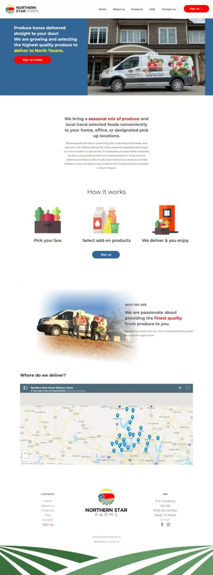 Captura del sitio web de Northern Star Farms, desarrollado por GrupoNexus