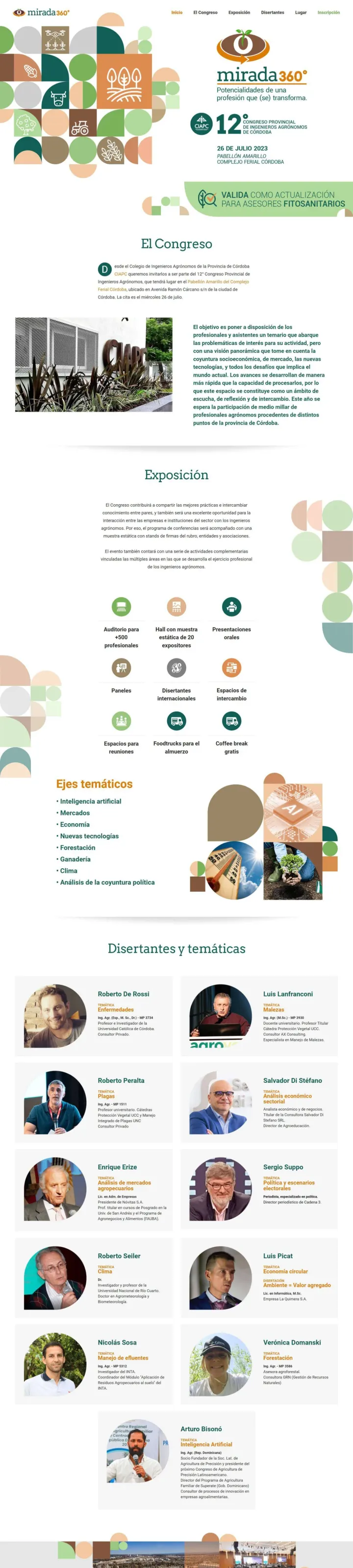 Captura del sitio web de Mirada 360 – Congreso CIAPC, desarrollado por GrupoNexus