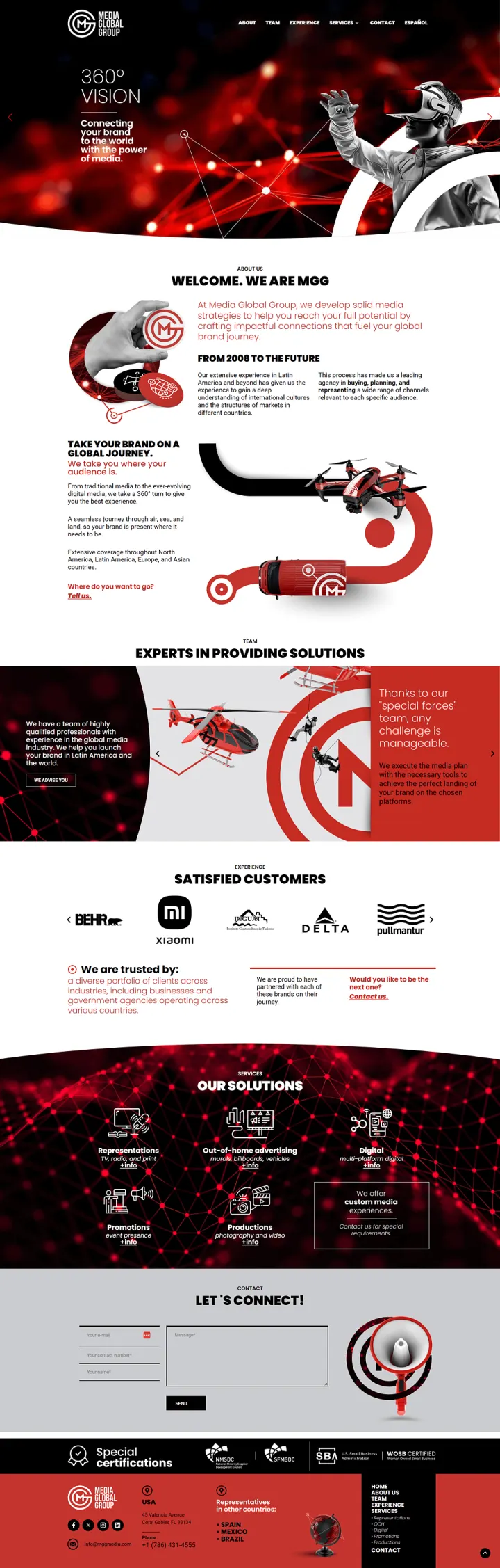Captura del sitio web de Media Global Group, desarrollado por GrupoNexus