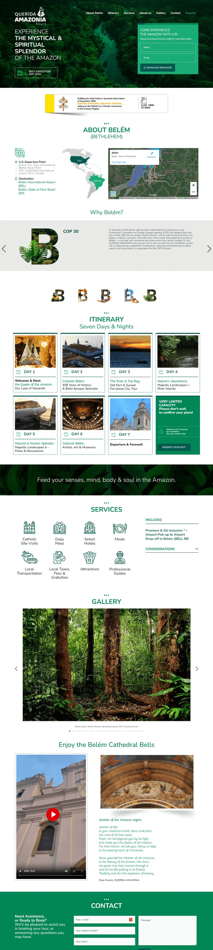 Captura del sitio web de Querida Amazonia Tours, desarrollado por GrupoNexus