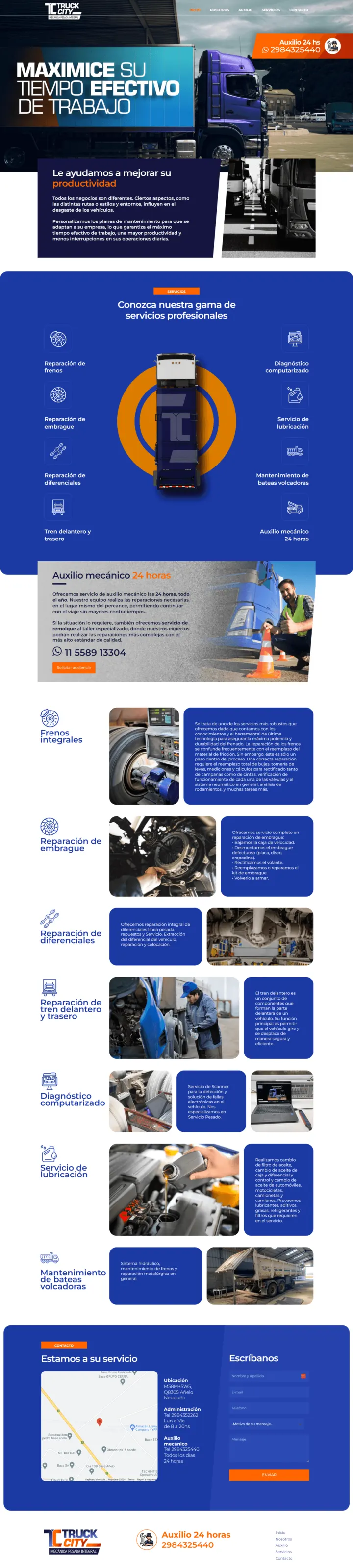 Captura del sitio web de Truck City, desarrollado por GrupoNexus