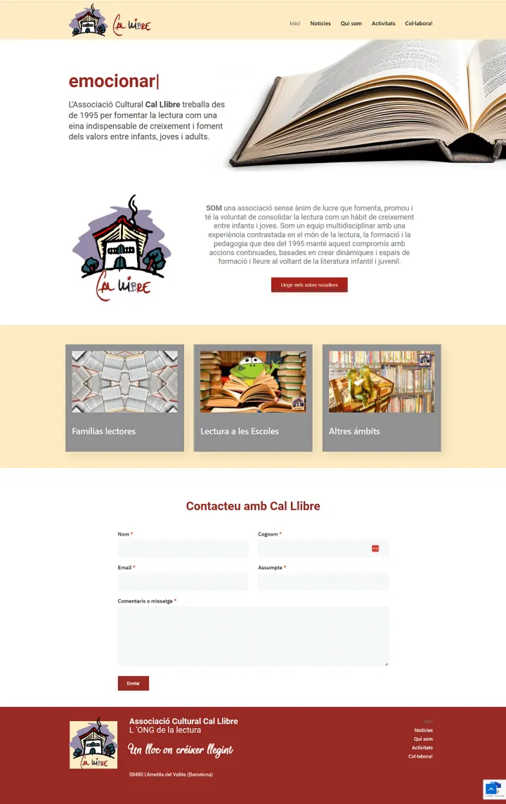 Captura del sitio web de Cal Llibre, desarrollado por GrupoNexus