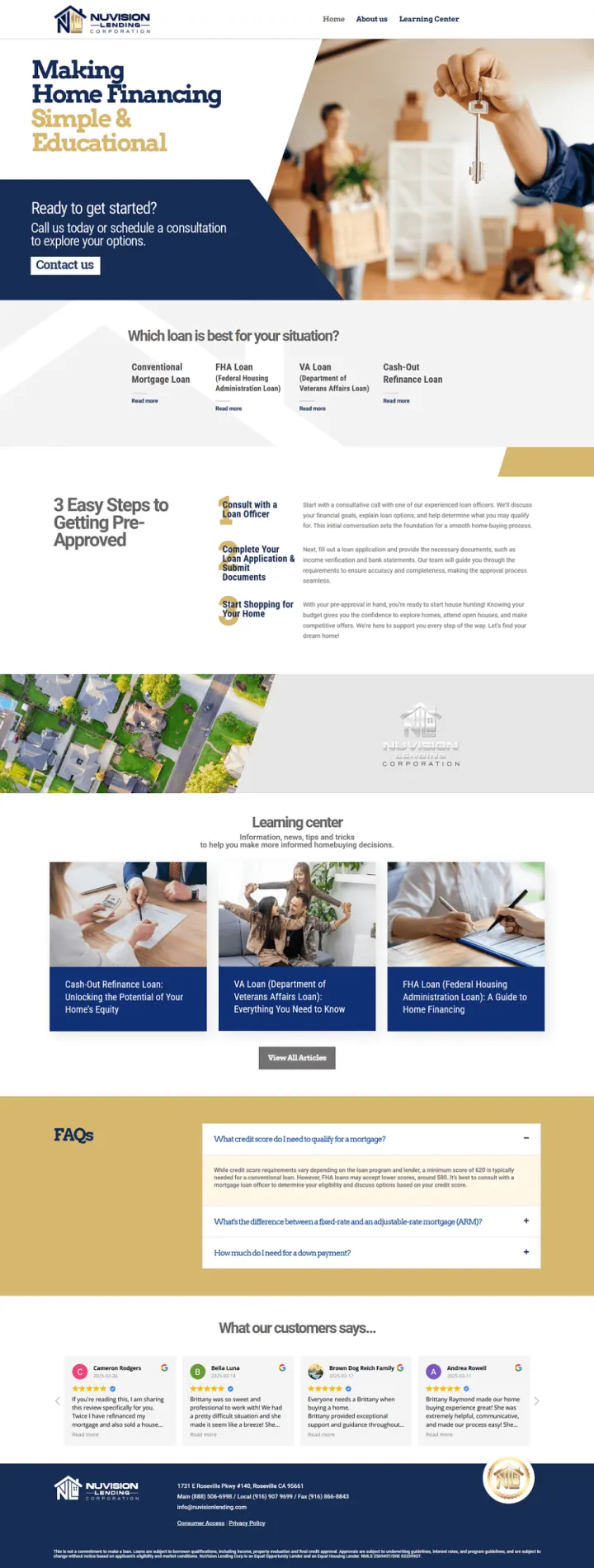 Captura del sitio web de Nuvision Lending Corp., desarrollado por GrupoNexus