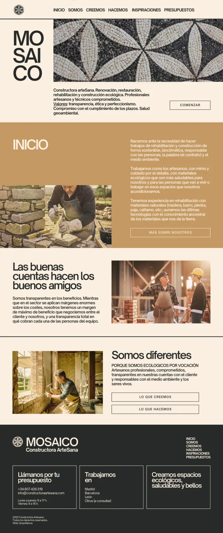 Captura del sitio web de Mosaico, desarrollado por GrupoNexus