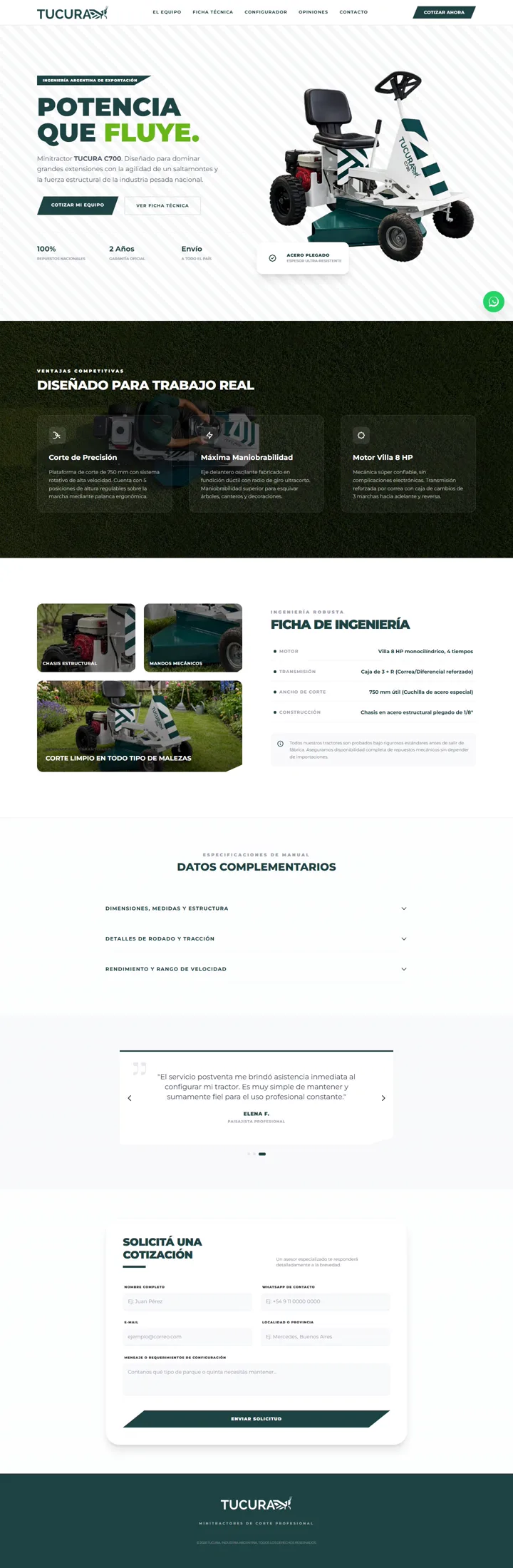 Captura del sitio web de Tucura, desarrollado por GrupoNexus