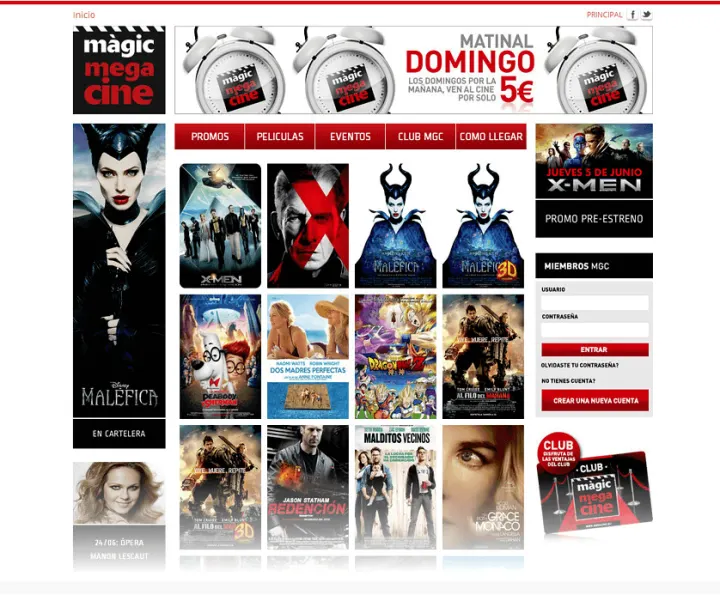 Captura del sitio web de Megacine, desarrollado por GrupoNexus