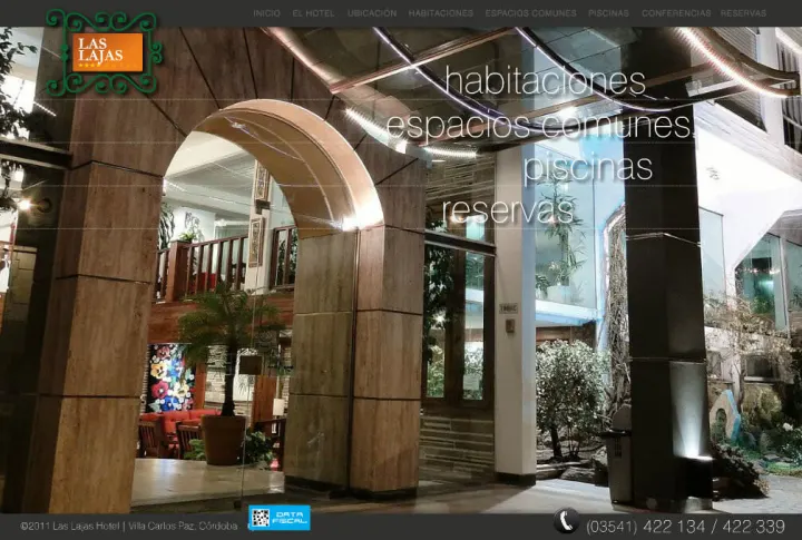 Captura del sitio web de Hotel Las Lajas, desarrollado por GrupoNexus