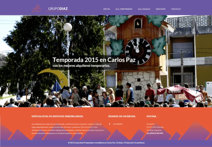 Captura del sitio web de Grupo Diaz Inmuebles, desarrollado por GrupoNexus